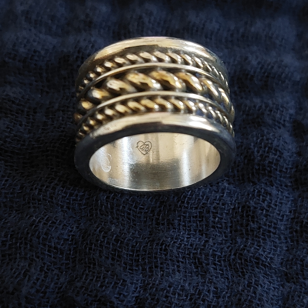 Brighton Silver And Gold-Tone Textured Ring, Size 7 - Picture 5 of 6